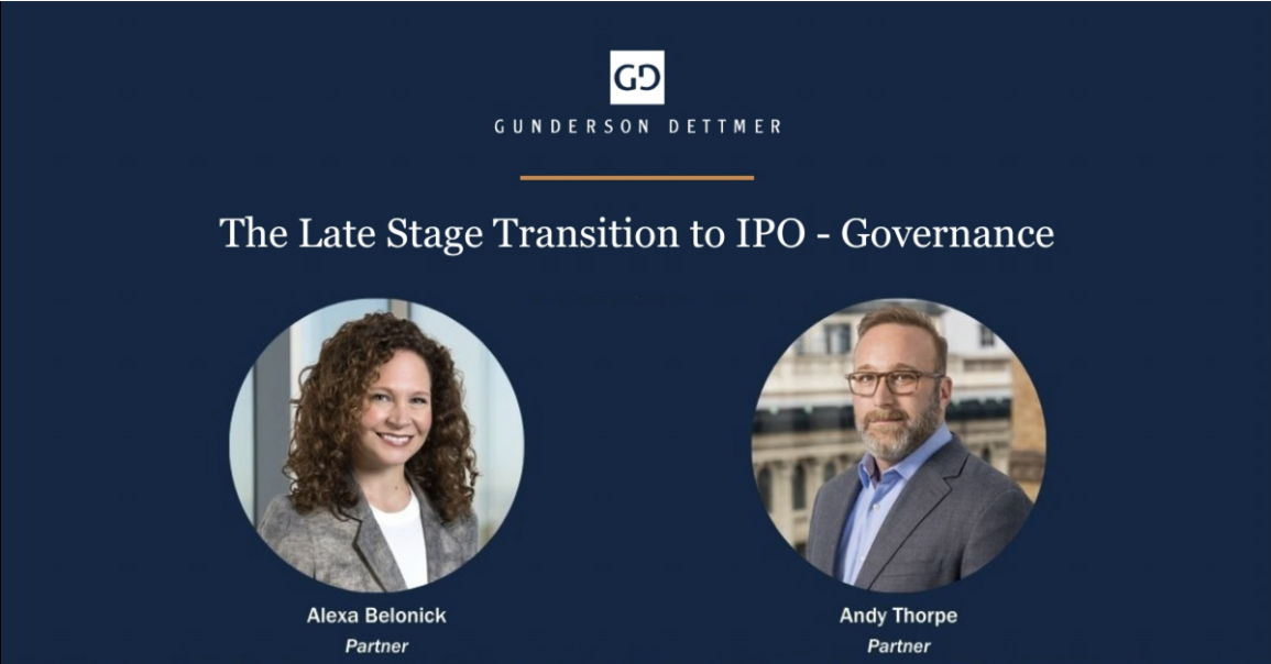 The Late-Stage Transition to IPO – Governance